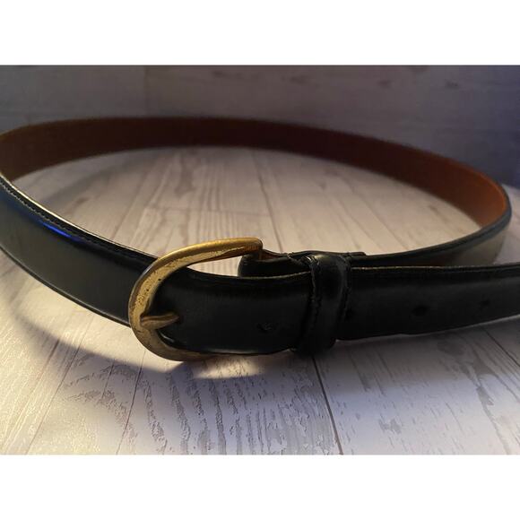 Coach 6821 Men’s 38 Black Leather Belt Solid Brass Buckle Made in Costa Rica - Picture 1 of 4
